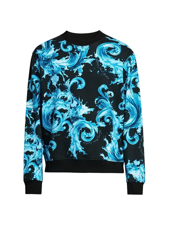 Men's Filigree Stretch-Cotton Crewneck Sweatshirt - Black