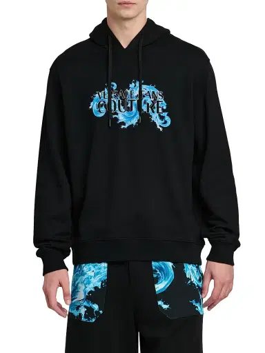 Versace Jeans Couture Men's Logo Stretch-Cotton Hoodie | Thumbnail 3 Versace Jeans Couture Men's Logo Stretch-Cotton Hoodie | Thumbnail 3
