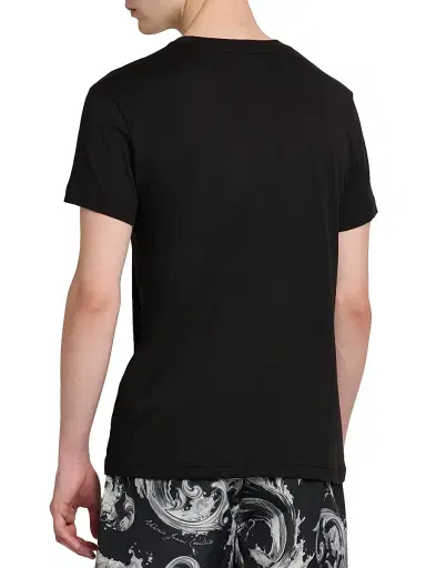 Versace Jeans Couture Men's Logo Stretch-Cotton Crewneck T-Shirt - Black Gold - Size Small | Thumbnail 5