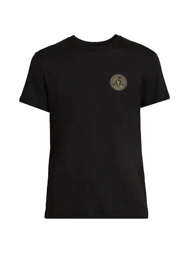 Versace Jeans Couture Men's Logo Stretch-Cotton Crewneck T-Shirt - Black Gold