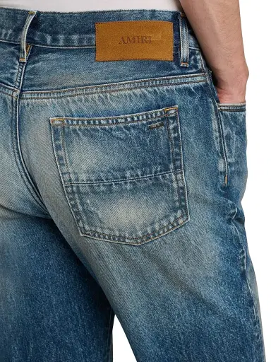 Amiri Men's Slashed Distressed Denim Bootcut Jeans - Denim Lapis | Thumbnail 6 Amiri Men's Slashed Distressed Denim Bootcut Jeans - Denim Lapis | Thumbnail 6