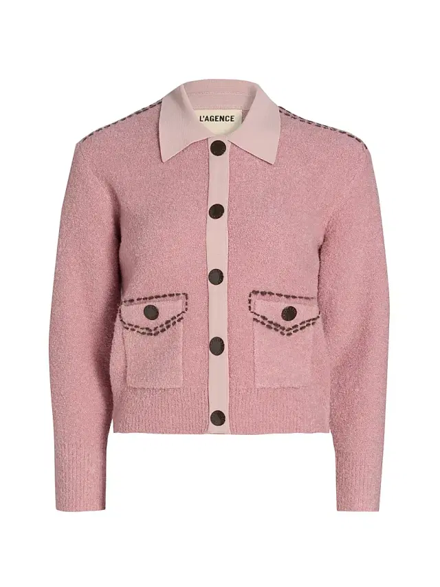 Women's Poetry Crop Cardigan - Mauve Rose Dark Brown