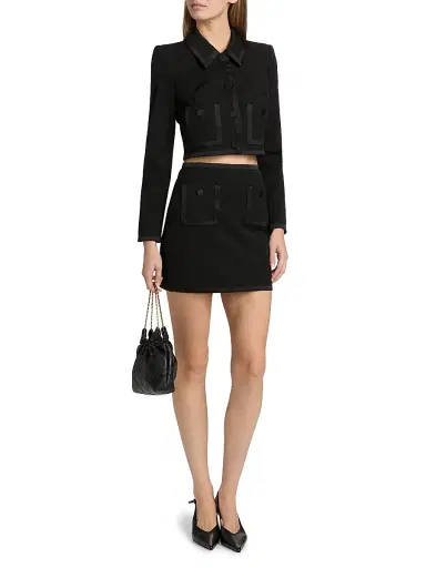L'AGENCE Women's Cassiopeia Pocket-Detail Miniskirt - Black | Thumbnail 2