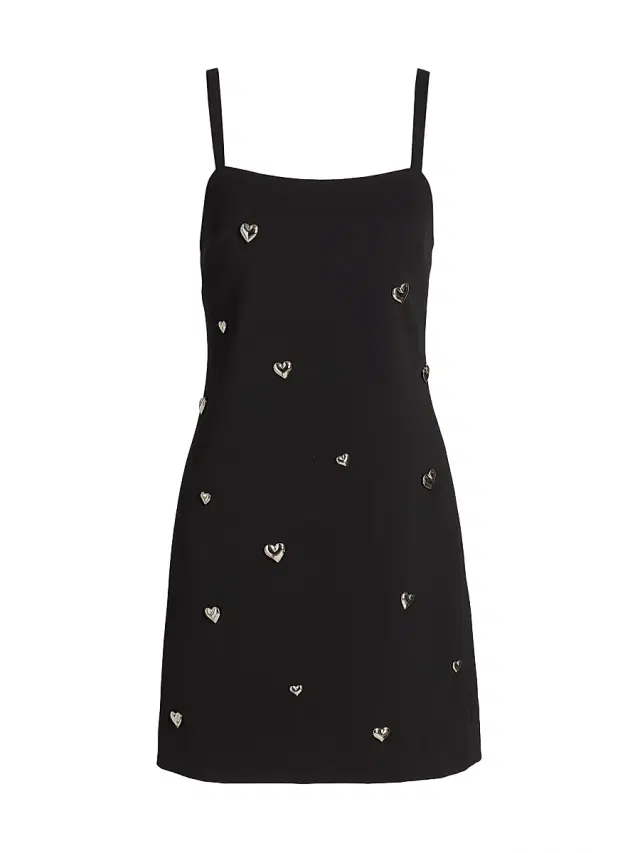 Milly Women's Colette Heart Crepe Square-Neck Minidress - Black