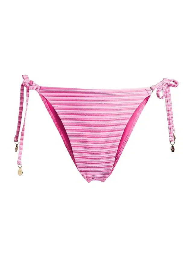 Women's Stripe String Bikini Bottom - Pink Multi
