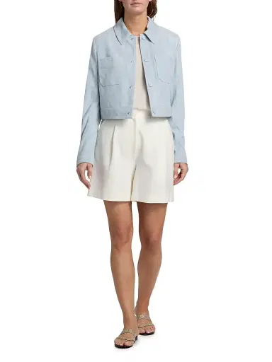 FRAME Women's The Small Suede Jacket - Sky Blue | Thumbnail 2 FRAME Women's The Small Suede Jacket - Sky Blue | Thumbnail 2