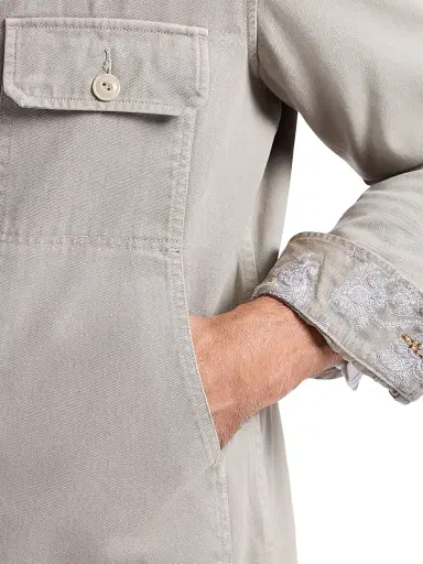 Robert Graham Men's Guston Woven Cotton Shirt Jacket - Cement - Size XXL | Thumbnail 7 Robert Graham Men's Guston Woven Cotton Shirt Jacket - Cement - Size XXL | Thumbnail 7