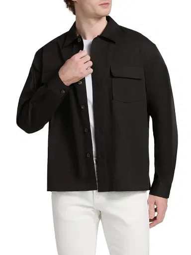 Frame Men's Washed Double Flap Pocket Overshirt - Washed Black - Size Medium | Thumbnail 3 Frame Men's Washed Double Flap Pocket Overshirt - Washed Black - Size Medium | Thumbnail 3