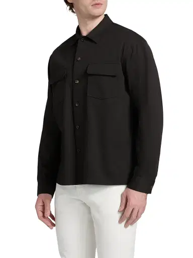 Frame Men's Washed Double Flap Pocket Overshirt - Washed Black - Size Medium | Thumbnail 4 Frame Men's Washed Double Flap Pocket Overshirt - Washed Black - Size Medium | Thumbnail 4