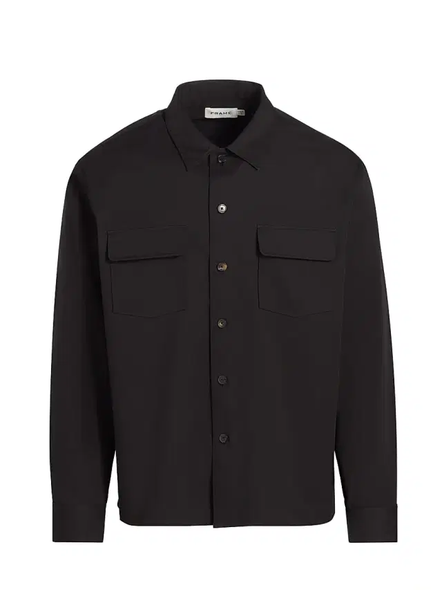 FRAME Men's Washed Double Flap Pocket Overshirt - Washed Black