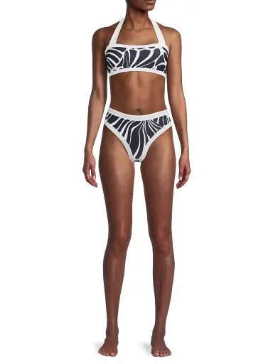 Milly Women's Abstract Kai Print Bandeau Halter Top - Navy White - Size Small | Thumbnail 2