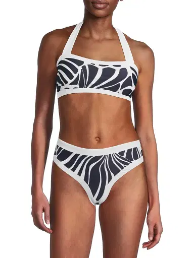 Milly Women's Abstract Kai Print Bandeau Halter Top - Navy White - Size Small | Thumbnail 3