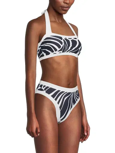 Milly Women's Abstract Kai Print Bandeau Halter Top - Navy White - Size Small | Thumbnail 4
