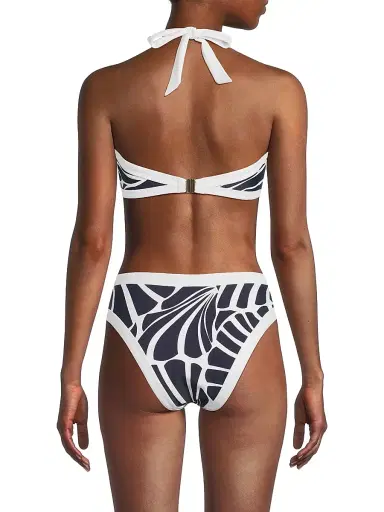 Milly Women's Abstract Kai Print Bandeau Halter Top - Navy White - Size Small | Thumbnail 5