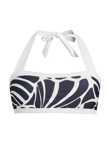 Milly Women's Abstract Kai Print Bandeau Halter Top - Navy White - Size Small | Thumbnail 1