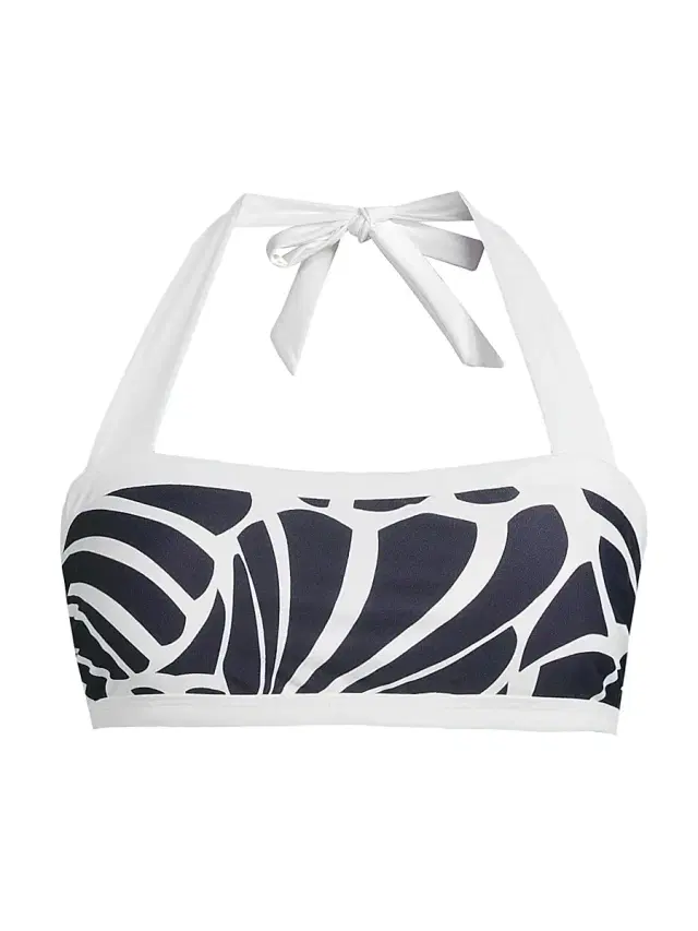 Milly Women's Abstract Kai Print Bandeau Halter Top - Navy White