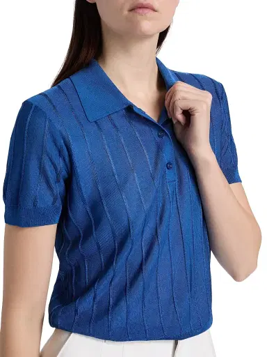 Frame Women's The Ribbed Polo Shirt | Thumbnail 6 Frame Women's The Ribbed Polo Shirt | Thumbnail 6