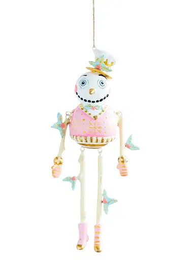 Glitterville Sugar Plum Gold & Blush Holly Jolly Snowman Ornament | Thumbnail 1