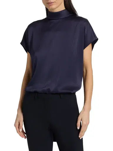 Ungaro Women's Corey Tie-Detail Satin Blouse - Navy - Size XXL | Thumbnail 3 Ungaro Women's Corey Tie-Detail Satin Blouse - Navy - Size XXL | Thumbnail 3