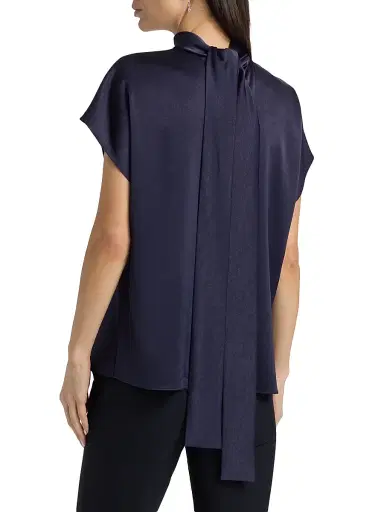 Ungaro Women's Corey Tie-Detail Satin Blouse - Navy - Size XXL | Thumbnail 5 Ungaro Women's Corey Tie-Detail Satin Blouse - Navy - Size XXL | Thumbnail 5