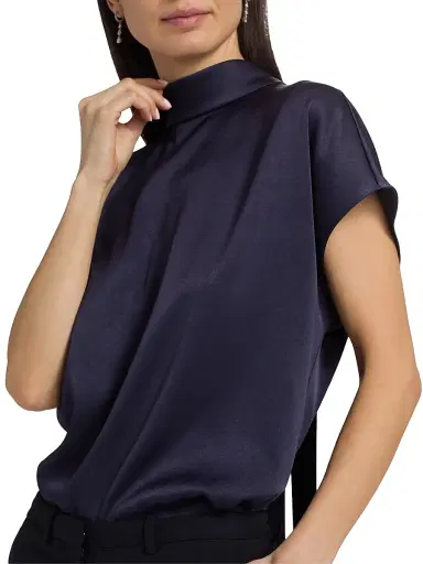 Ungaro Women's Corey Tie-Detail Satin Blouse - Navy - Size XXL | Thumbnail 6 Ungaro Women's Corey Tie-Detail Satin Blouse - Navy - Size XXL | Thumbnail 6