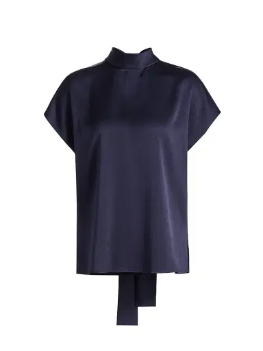Ungaro Women's Corey Tie-Detail Satin Blouse - Navy - Size XXL | Thumbnail 1 Ungaro Women's Corey Tie-Detail Satin Blouse - Navy - Size XXL | Thumbnail 1