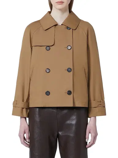 Max Mara Women's Short Water Repellent Twill Trench Coat - Brown - Size 14 | Thumbnail 2 Max Mara Women's Short Water Repellent Twill Trench Coat - Brown - Size 14 | Thumbnail 2