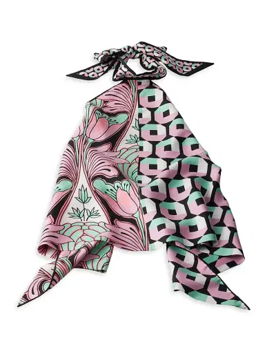 Prada Women's Printed Silk Twill Top - Green | Thumbnail 1 Prada Women's Printed Silk Twill Top - Green | Thumbnail 1