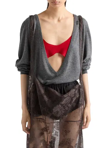 Prada Women's Crepe De Chine Top - Red | Thumbnail 2