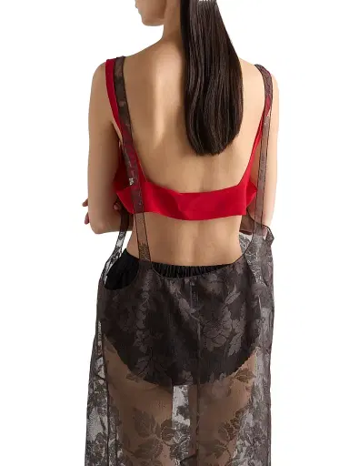 Prada Women's Crepe De Chine Top - Red | Thumbnail 4