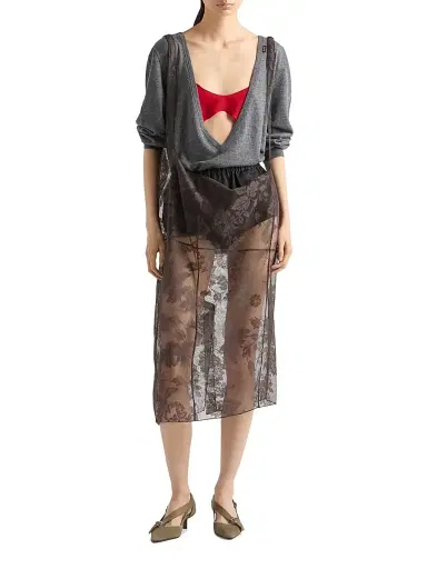 Prada Women's Crepe De Chine Top - Red | Thumbnail 5