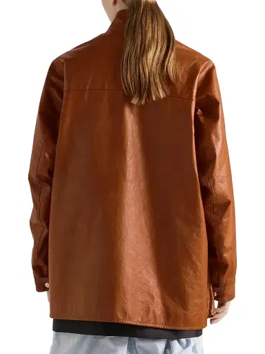 Prada Women's Antiqued Leather Caban Jacket - Brown - Size 4 | Thumbnail 3 Prada Women's Antiqued Leather Caban Jacket - Brown - Size 4 | Thumbnail 3