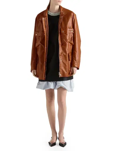 Prada Women's Antiqued Leather Caban Jacket - Brown - Size 4 | Thumbnail 5 Prada Women's Antiqued Leather Caban Jacket - Brown - Size 4 | Thumbnail 5