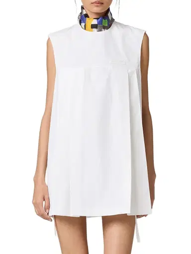 Miu Miu Women's Poplin Mini-Dress - White | Thumbnail 2 Miu Miu Women's Poplin Mini-Dress - White | Thumbnail 2