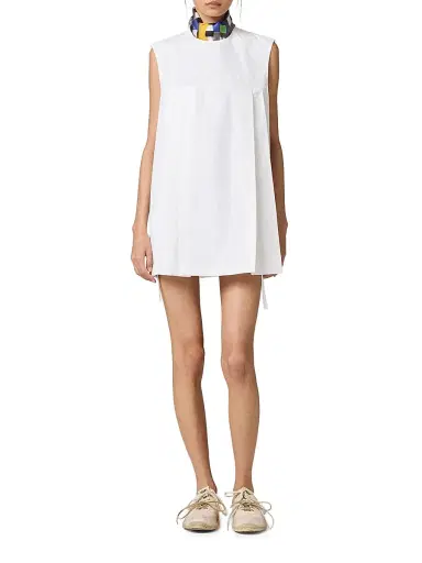 Miu Miu Women's Poplin Mini-Dress - White | Thumbnail 7 Miu Miu Women's Poplin Mini-Dress - White | Thumbnail 7
