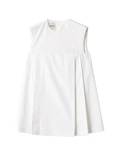Miu Miu Women's Poplin Mini-Dress - White | Thumbnail 1 Miu Miu Women's Poplin Mini-Dress - White | Thumbnail 1