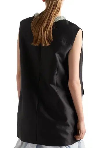 Prada Women's Embroidered Double Shantung Dress - Black | Thumbnail 3 Prada Women's Embroidered Double Shantung Dress - Black | Thumbnail 3