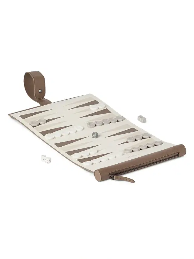 Brunello Cucinelli Calfskin and Krion Portable Backgammon Set - Milk