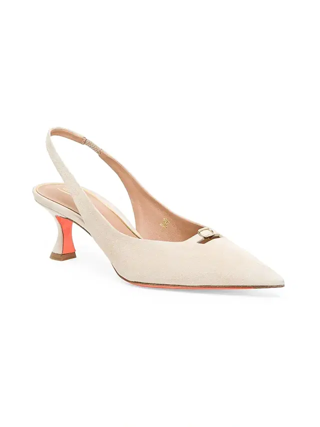 Santoni Women's Sabine Suede Slingback Pumps - Beige