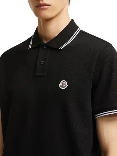Moncler Men's Polo Shirt in Cotton - Black - Size XXL | Thumbnail 4