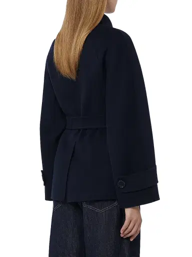Max Mara Women's Double Breasted Pure Wool Cropped Coat - Midnight Blue - Size 16 | Thumbnail 3