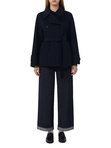 Max Mara Women's Double Breasted Pure Wool Cropped Coat - Midnight Blue - Size 16 | Thumbnail 4