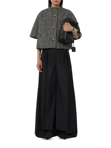 Max Mara Women's Patterned Cotton Cloak - Black - Size Medium | Thumbnail 5