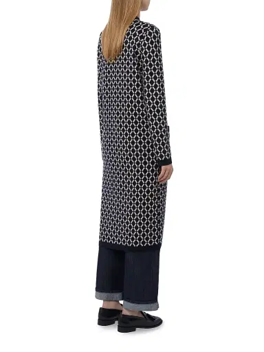 Max Mara Women's Long Jacquard Wool Cardigan - Ultramarine - Size XL | Thumbnail 3