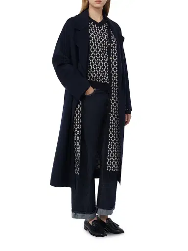 Max Mara Women's Long Jacquard Wool Cardigan - Ultramarine - Size XL | Thumbnail 4