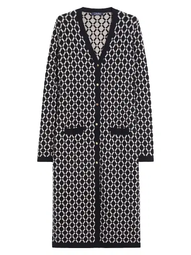 Max Mara Women's Long Jacquard Wool Cardigan - Ultramarine - Size XL | Thumbnail 1