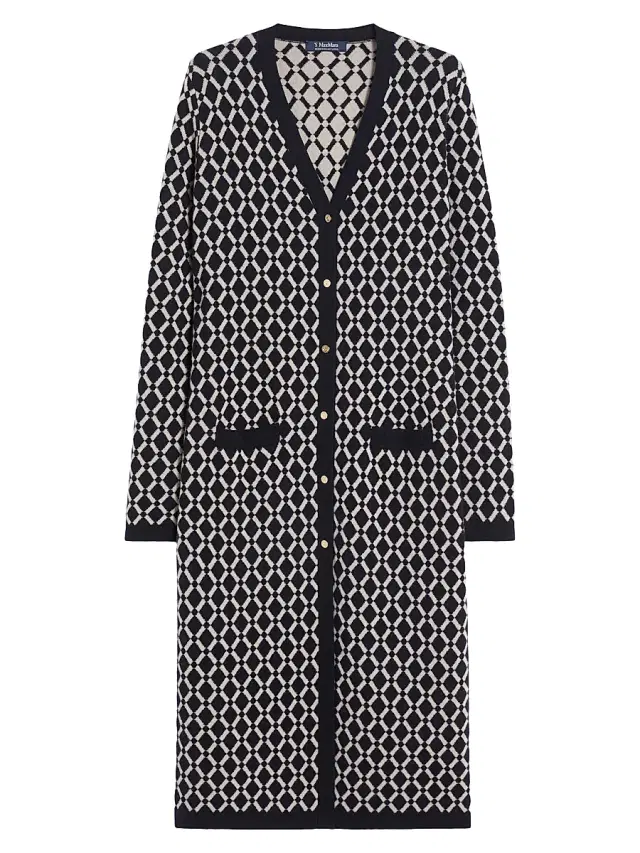 Max Mara Women's Long Jacquard Wool Cardigan - Ultramarine