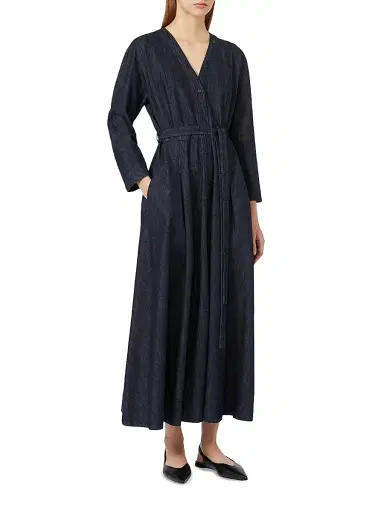 Max Mara Women's Abito in Denim Di Cotone Con Cintura Dress - Ultramarine - Size 14 | Thumbnail 3