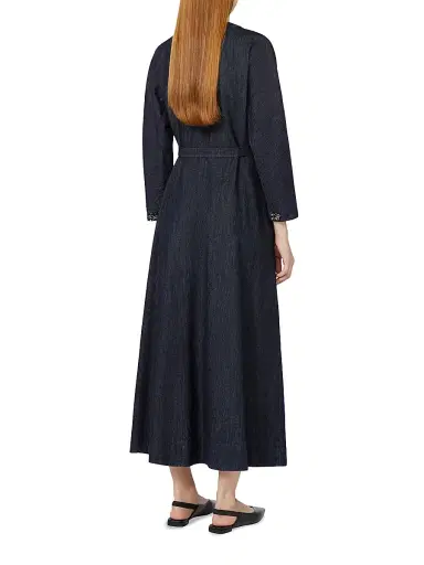 Max Mara Women's Abito in Denim Di Cotone Con Cintura Dress - Ultramarine - Size 14 | Thumbnail 4