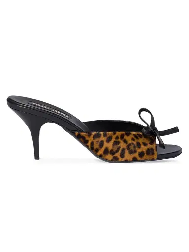 Miu Miu Women's Calf Hair Leather Sandals with Bow - Beige Khaki - Size 6.5 | Thumbnail 1 Miu Miu Women's Calf Hair Leather Sandals with Bow - Beige Khaki - Size 6.5 | Thumbnail 1